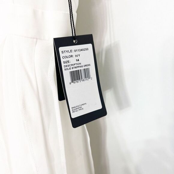 ADRIANA PAPELL Dress Women’s 14 Mini Sleevelss Chiffon White Ivory Formal - Picture 7 of 9